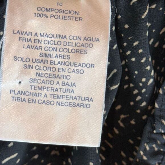 Lauren Ralph Lauren Woman's Black & Tan Semi Sheer Chiffon Pattern Dress Size 10 - Picture 14 of 14